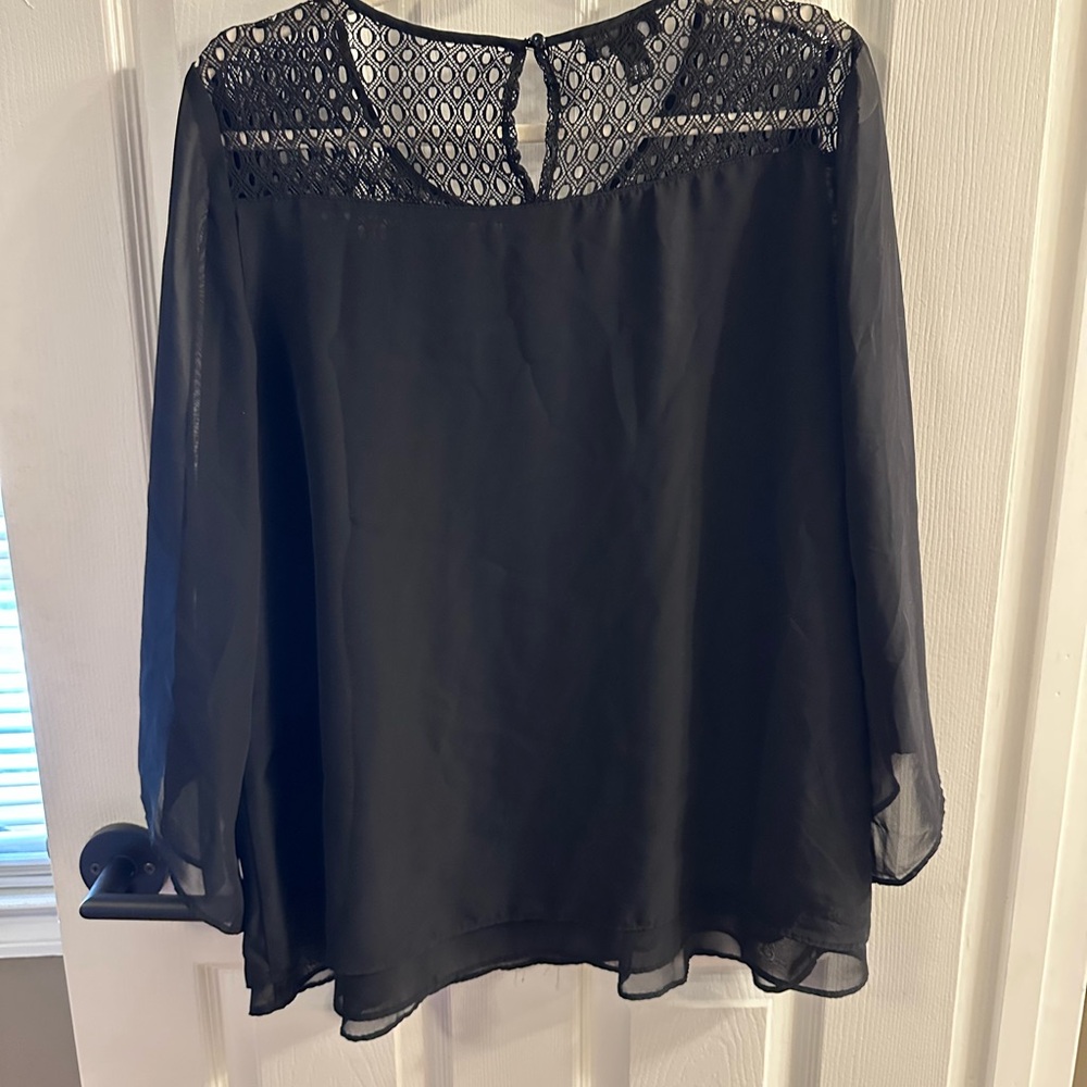 Alex Evenings Sheer Black Women's Blouse - Picture 4 of 4